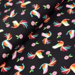főnix madár - enchanted dreams - dancing phoenix in black - designer pamutvászon méteráru