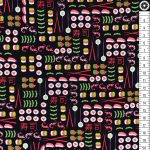 szusi - geisha girl - I love sushi in black - designer pamutvászon méteráru