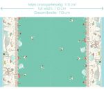 tenger, bálnák - make a splash - fish inn double border - dupla bordűrös designer pamutvászon méteráru