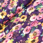 virágok lilán - floral fancy - delicate breeze in purple - designer pamut méteráru