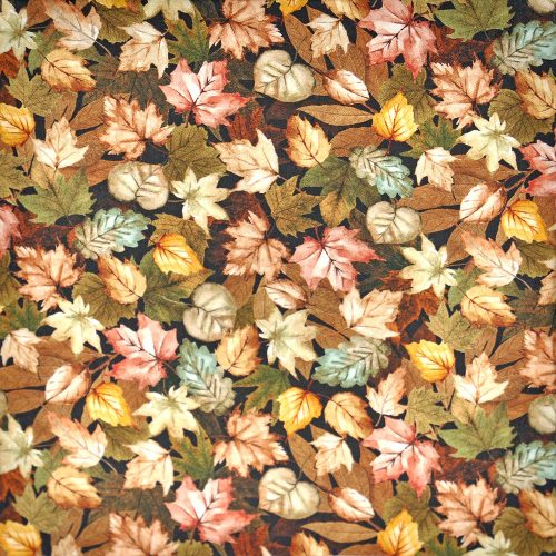 őszi levelek - grateful - rustling leaves in taupe - designer pamutvászon méteráru