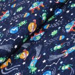 űrlények - space trek in navy - designer pamutvászon méteráru