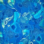 aura - coral flow in turquoise - designer pamutvászon méteráru