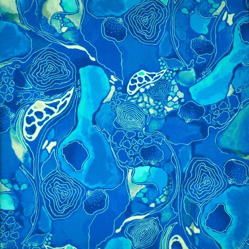 aura - coral flow in turquoise - designer pamutvászon méteráru