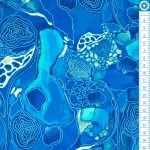 aura - coral flow in turquoise - designer pamutvászon méteráru