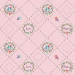 country birds in pink - designer pamut méteráru