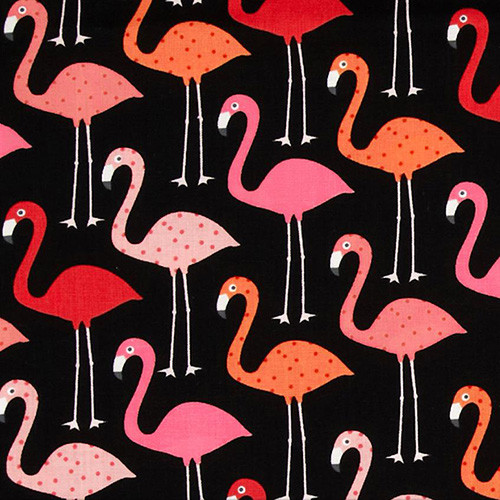 urban zoologie - flamingos black - designer pamut méteráru