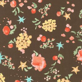   woodland clearing - wildflowers lawn in brown - designer pamut méteráru