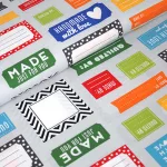 made for you - labels in primary - designer pamut méteráru