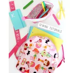 back to school - school girls in pink - designer pamut méteráru