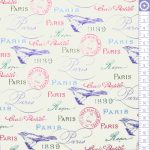 paris in bloom - birds, stamps, words in white - designer pamut méteráru