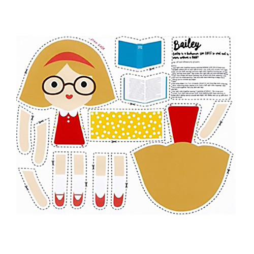 girl friends - cut-n-sew doll panel - Bailey - designer pamut méteráru
