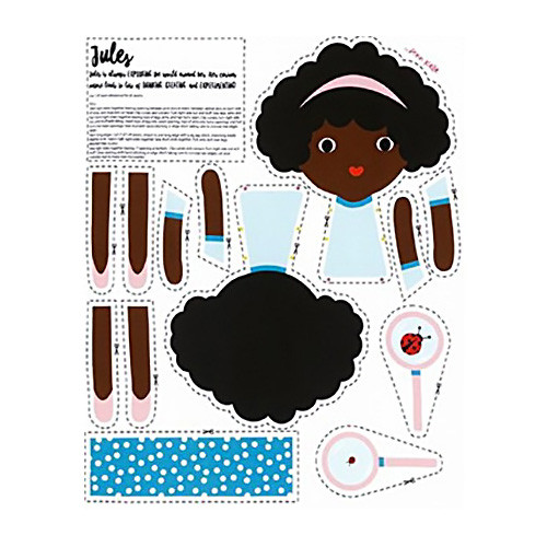 girl friends - cut-n-sew doll panel - Jules - designer pamut méteráru