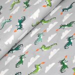 sárkány - hello lucky - dragons in grey - designer pamut méteráru