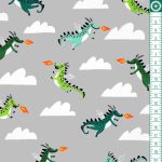 sárkány - hello lucky - dragons in grey - designer pamut méteráru