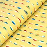 halak - sevenberry plisse - fish on yellow - designer pamut krepp méteráru