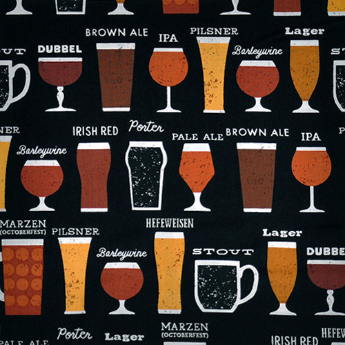 cheers - beer styles in black - designer pamut méteráru