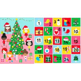   adventi naptár - girl friends holiday party - advent calendar panel - designer pamut méteráru