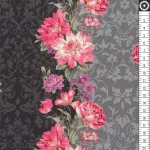 virágok sávban - surrey meadows - vertical floral stripe in grey - designer pamut méteráru