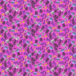   virágok - hello lucky lawns – floral in hot pink- designer pamut lawn méteráru