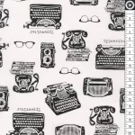 írógép - in the press – typewriter in white- designer pamutvászon méteráru