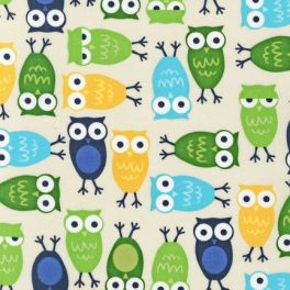   bagoly - urban zoologie - owls in blue - designer pamutvászon méteráru