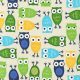 bagoly - urban zoologie - owls in blue - designer pamutvászon méteráru