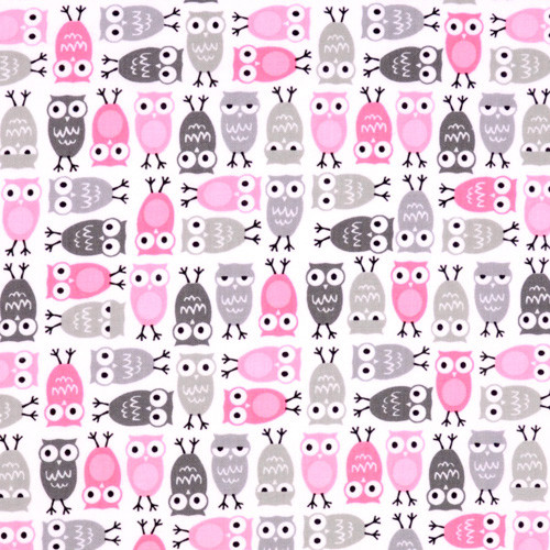urban zoologie minis - owls in pink - designer pamutvászon méteráru