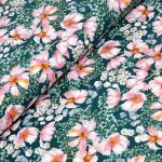 virágok - nature's notebook - flowers in teal - designer pamutvászon méteráru