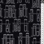 kémcső - science fair - test tubes in black - designer pamutvászon méteráru