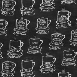   csészék - metro cafe - mugs in charcoal - designer pamutvászon méteráru
