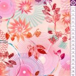 virágok és levelek - loose leaf - flowers and leaves in peach - designer pamutvászon méteráru