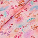 virágok és levelek - loose leaf - flowers and leaves in peach - designer pamutvászon méteráru