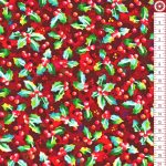 karácsonyi magyal - glow - holly in cranberry - designer pamutvászon méteráru
