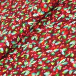 karácsonyi magyal - glow - holly in cranberry - designer pamutvászon méteráru