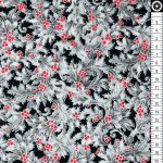 ezüst magyal - holiday flourish - holly in onyx - karácsonyi pamutvászon méteráru