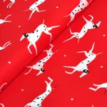 dalmata kutya - whiskers and tails – dalmatians in red - designer pamutvászon méteráru