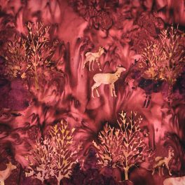   szarvas - forest trails - deers in wine - batikolt kézműves designer pamut méteráru