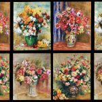 Renoir - floral paintings in nature - designer pamutvászon méteráru - 60,5*110 cm