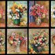 Renoir - floral paintings in nature - designer pamutvászon méteráru - 60,5*110 cm