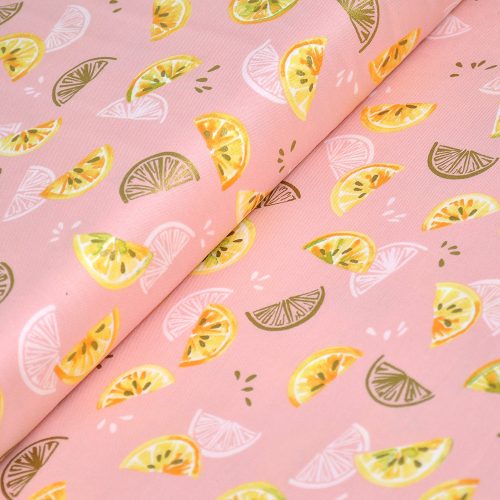 rose lemonade - slices in petal - designer pamutvászon méteráru