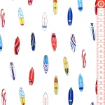 szörf deszka - pleasures and pastimes - surf life in white - designer pamutvászon méteráru