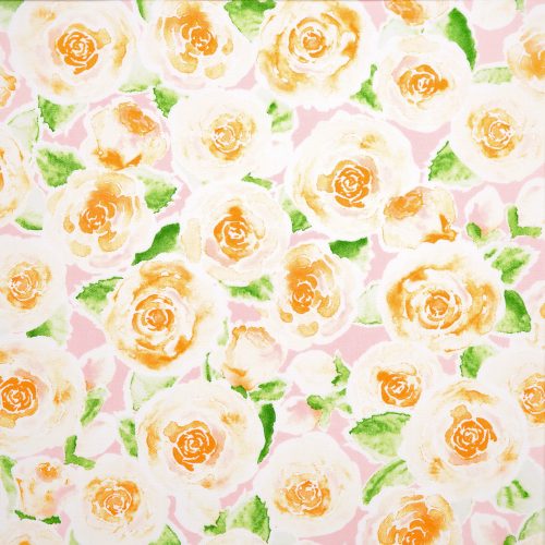 rózsa - rose lemonade - roses in honeysuckle - designer pamutvászon méteráru