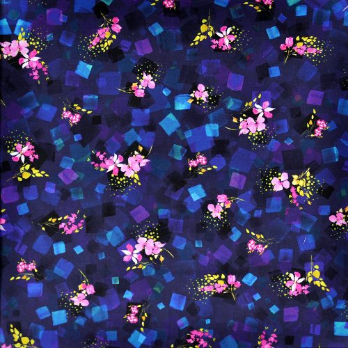 bright side - scattered floral in midnight - designer pamutvászon méteráru