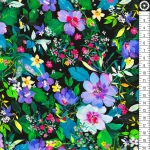 virágok - joyful meadows - meadow in black - designer pamutvászon méteráru