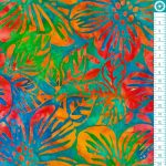 virágok - floral fantasy in lagoon - batikolt kézműves designer pamut méteráru