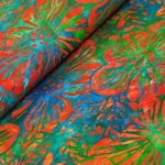 virágok - floral fantasy in lagoon - batikolt kézműves designer pamut méteráru