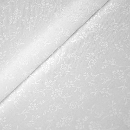 virágok - pale prints - flowers on white - designer pamutvászon méteráru