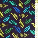 páfrány levelek - alphabetosaurus - leaves in black - designer pamutvászon méteráru