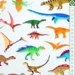 dinoszaurusz - alphabetosaurus - dino on white - designer pamutvászon méteráru